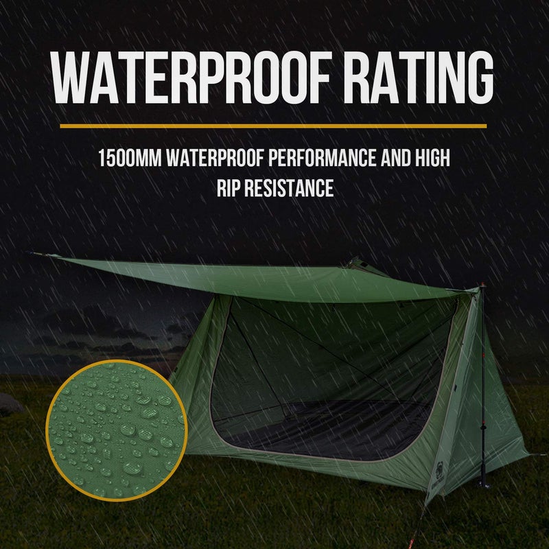 OneTigris Backwoods Bungalow Bushcraft Shelter 2.0, Ultralight Backpacking Tent with with Porch for Camping Hiking Backpacking Motorcycle Kayak Bushcrafters - Image 4